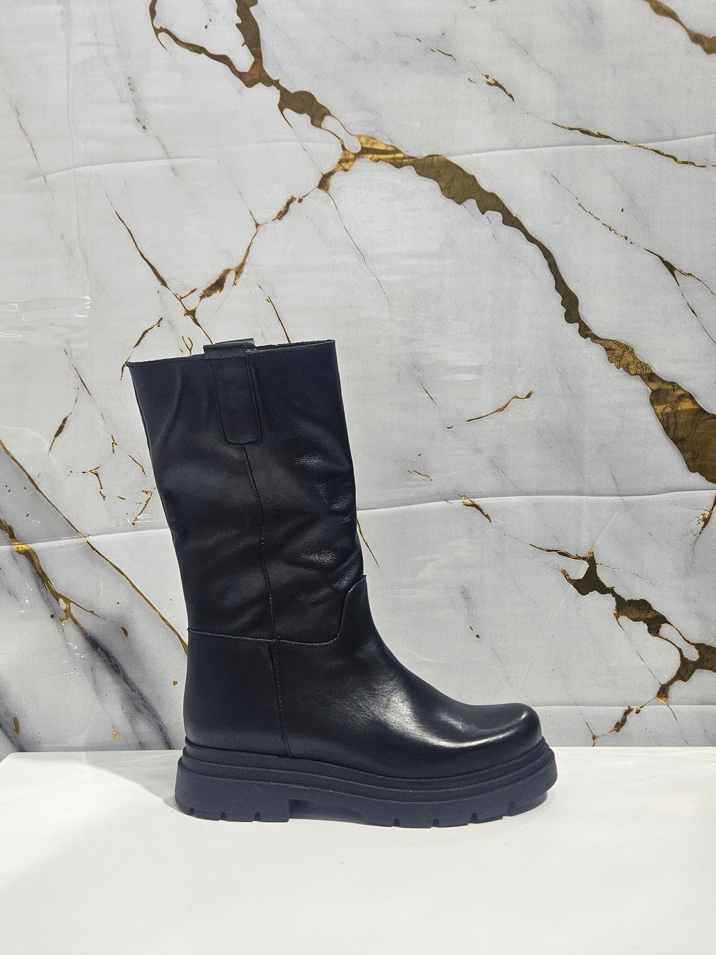 Stivale Alto in Pelle - Nero