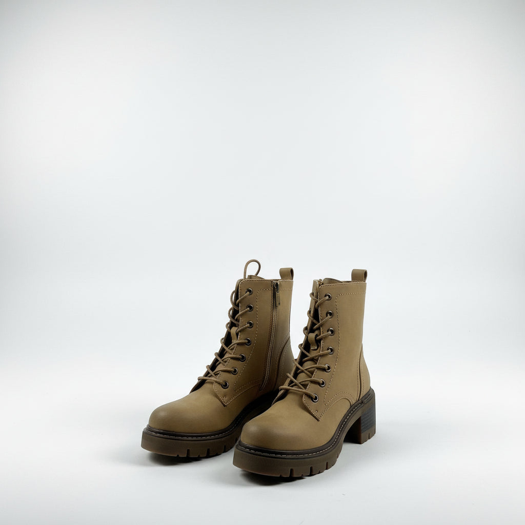 Anfibi Combat Boots Verde Militare con Suola Chunky