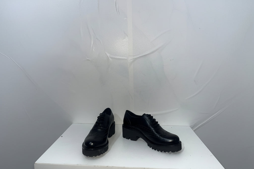 Stivaletti Biker Neri in Pelle con Fibbie e Tacco Medio