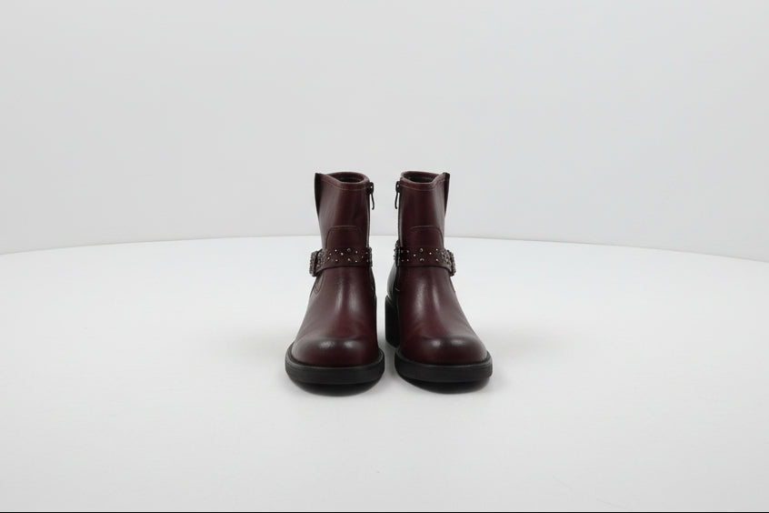 Stivaletti Texani Bordeaux in Pelle con Borchie