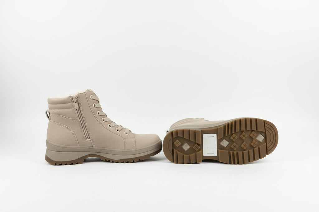 Stivaletti Donna Beige Imbottiti - Scarpe Invernali Comode con Suola Antiscivolo