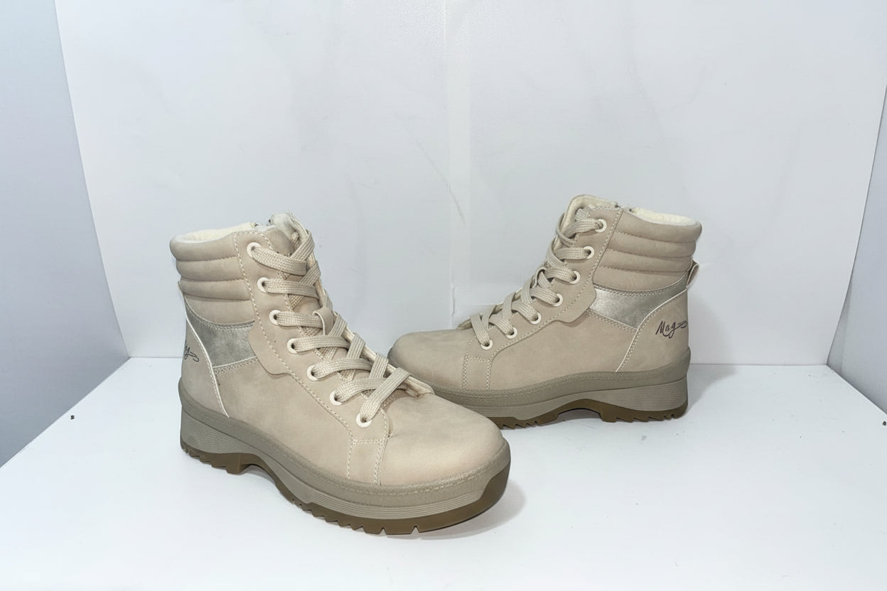 Stivaletti Donna Beige Imbottiti - Scarpe Invernali Comode con Suola Antiscivolo