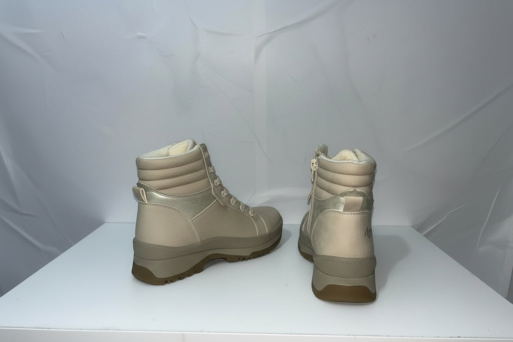 Stivaletti Donna Beige Imbottiti - Scarpe Invernali Comode con Suola Antiscivolo