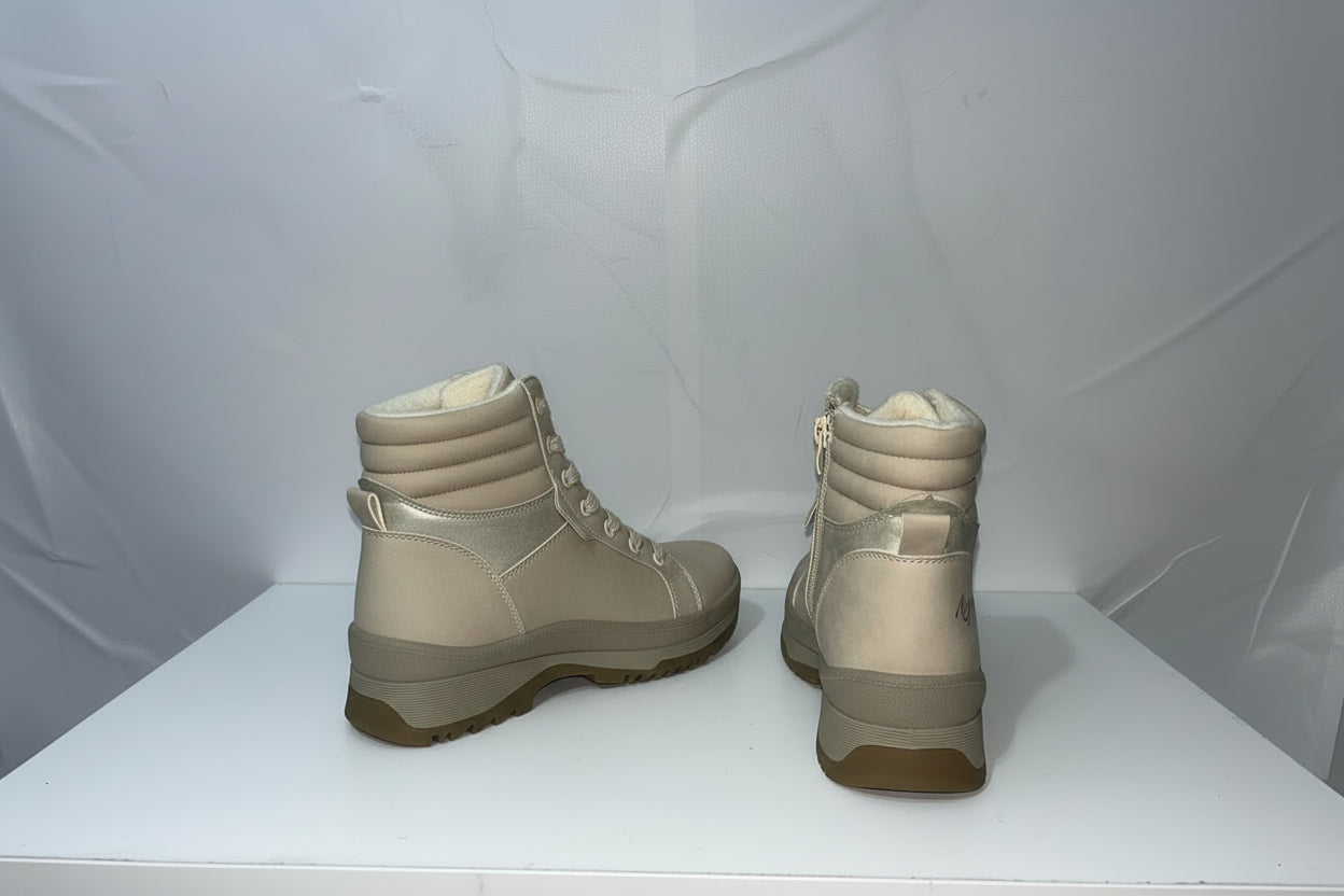 Stivaletti Donna Beige Imbottiti - Scarpe Invernali Comode con Suola Antiscivolo