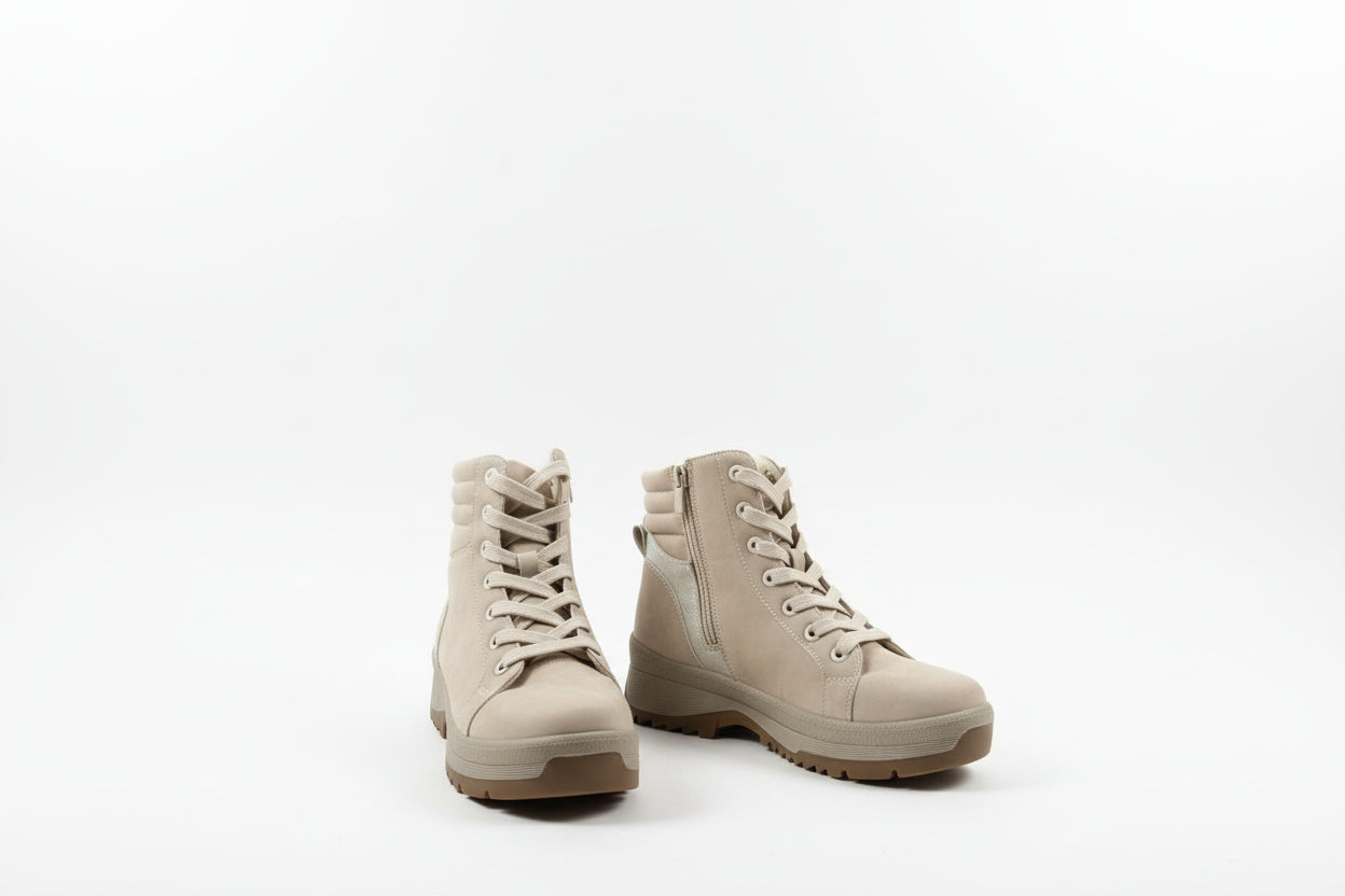 Stivaletti Donna Beige Imbottiti - Scarpe Invernali Comode con Suola Antiscivolo