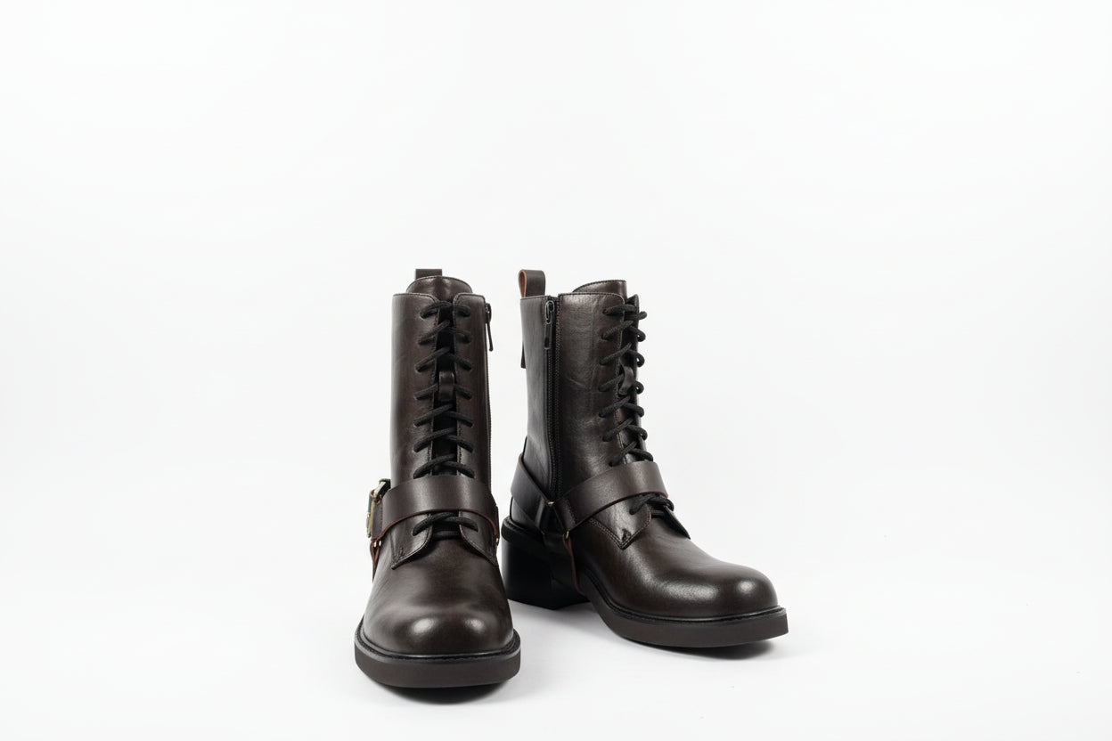 Anfibi Biker Boots in Pelle Marrone - Campione Taglia 37