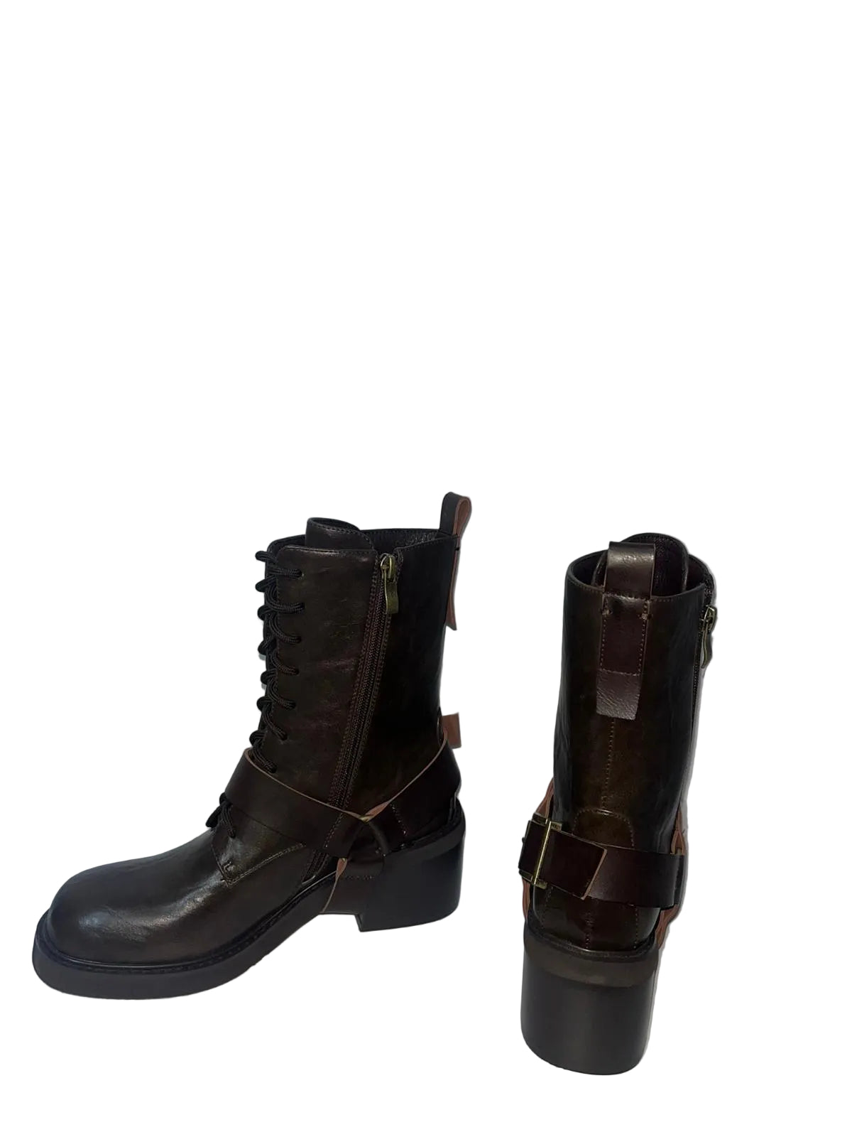 Anfibi Biker Boots in Pelle Marrone - Campione Taglia 37