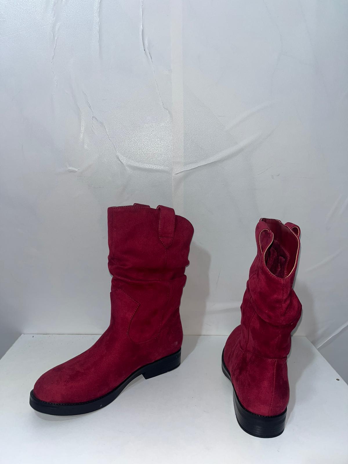 Stivali Slouchy in Camoscio Bordeaux - Campione Taglia 37