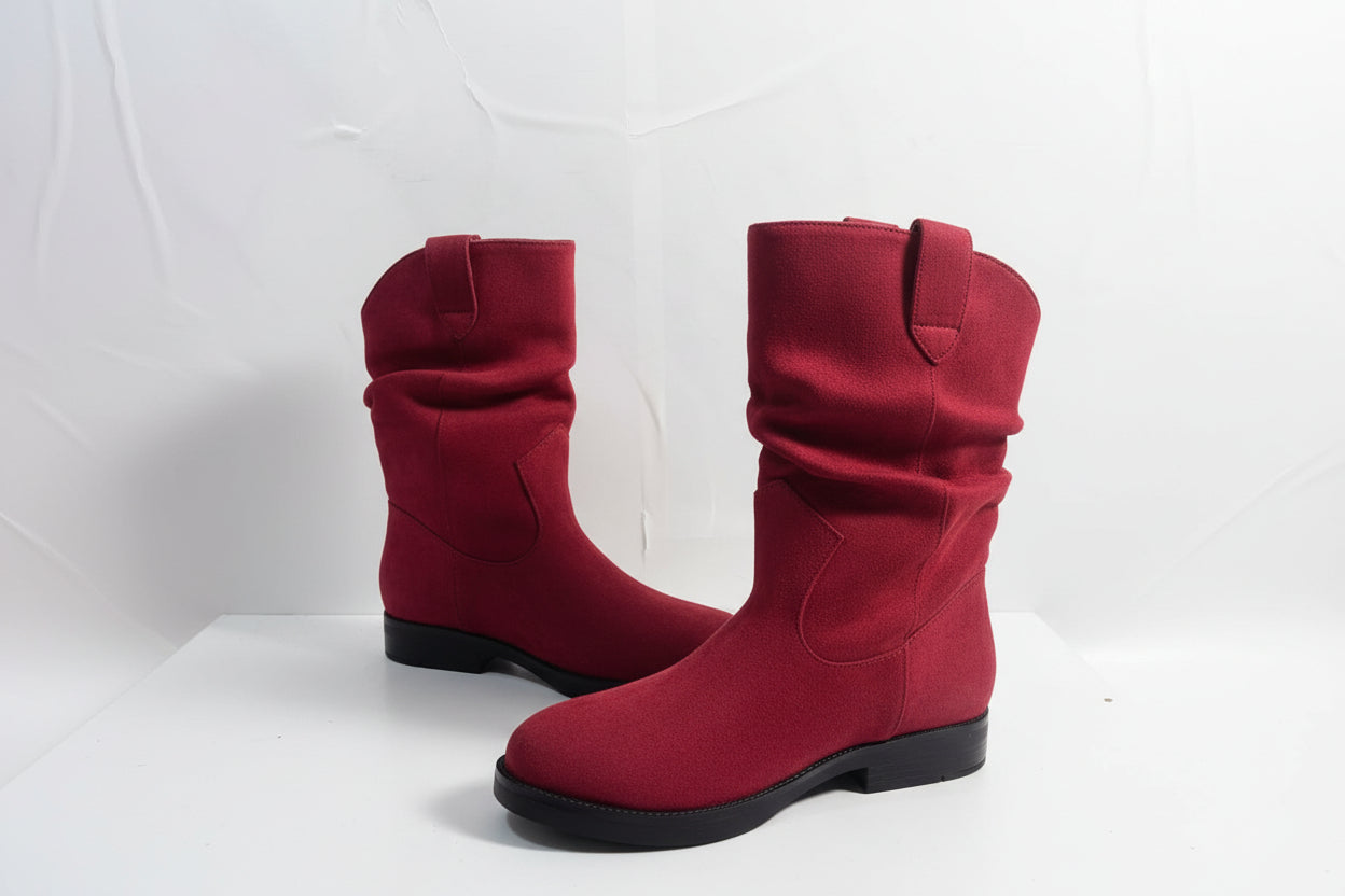 Stivali Slouchy in Camoscio Bordeaux - Campione Taglia 37