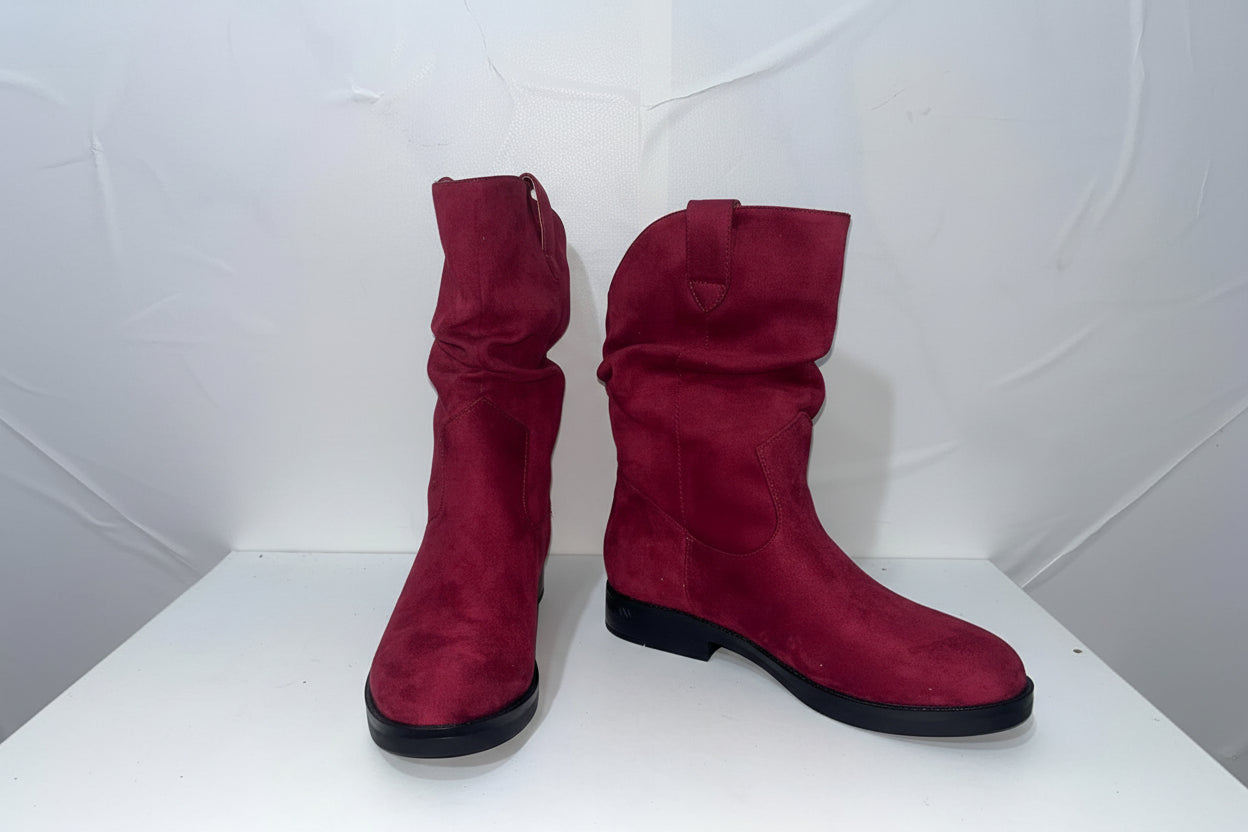 Stivali Slouchy in Camoscio Bordeaux - Campione Taglia 37