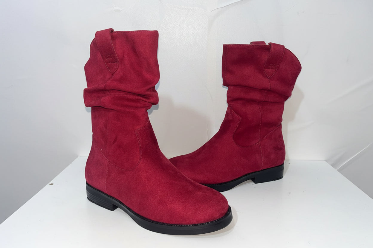 Stivali Slouchy in Camoscio Bordeaux - Campione Taglia 37