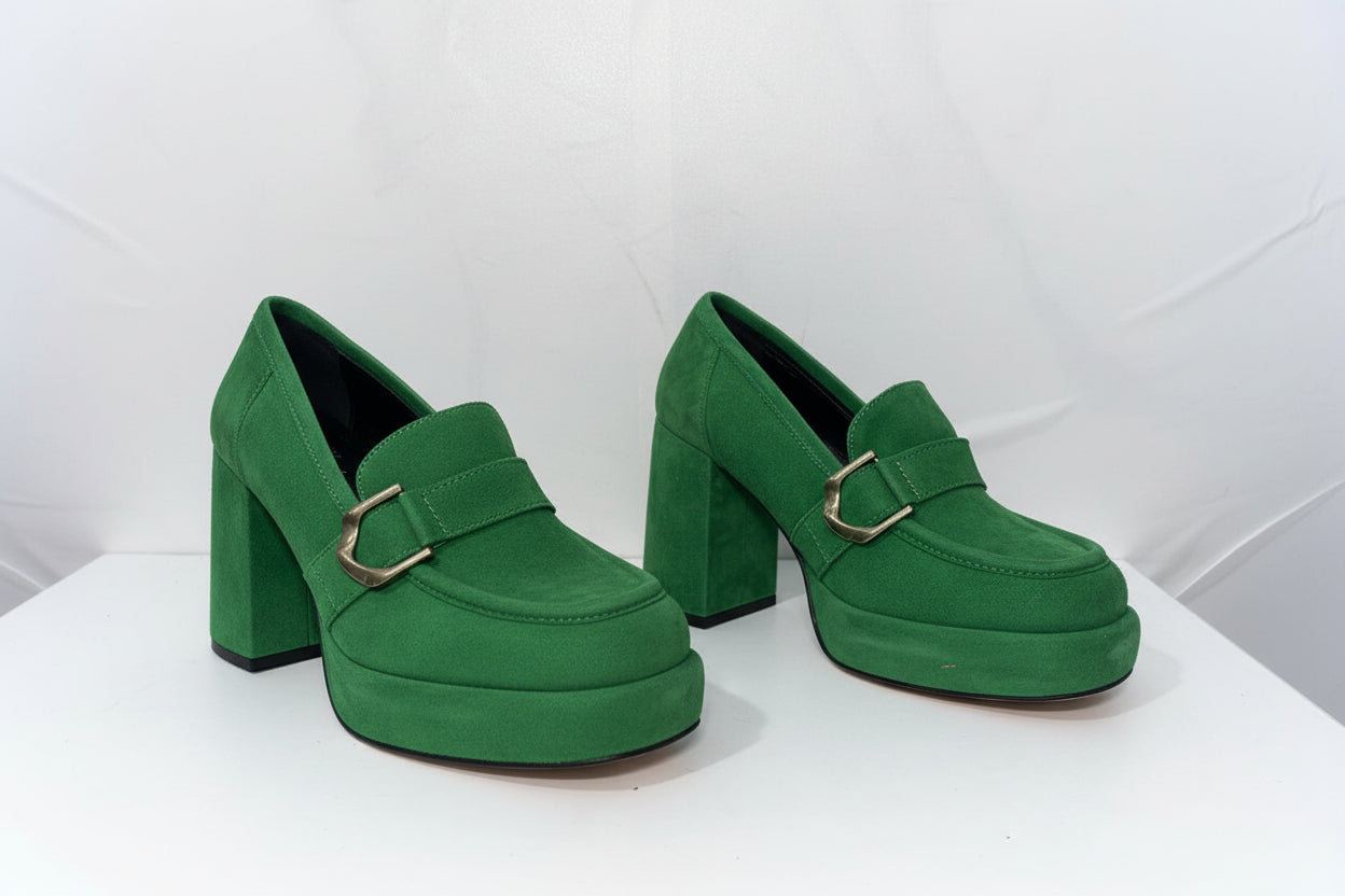 Mocassini Platform in Camoscio Verde - Campione Taglia 37