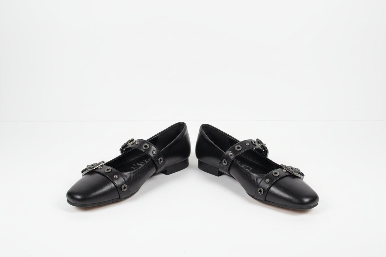 Ballerine Mary Jane Nere con Dettagli Gioiello - Campione Taglia 37