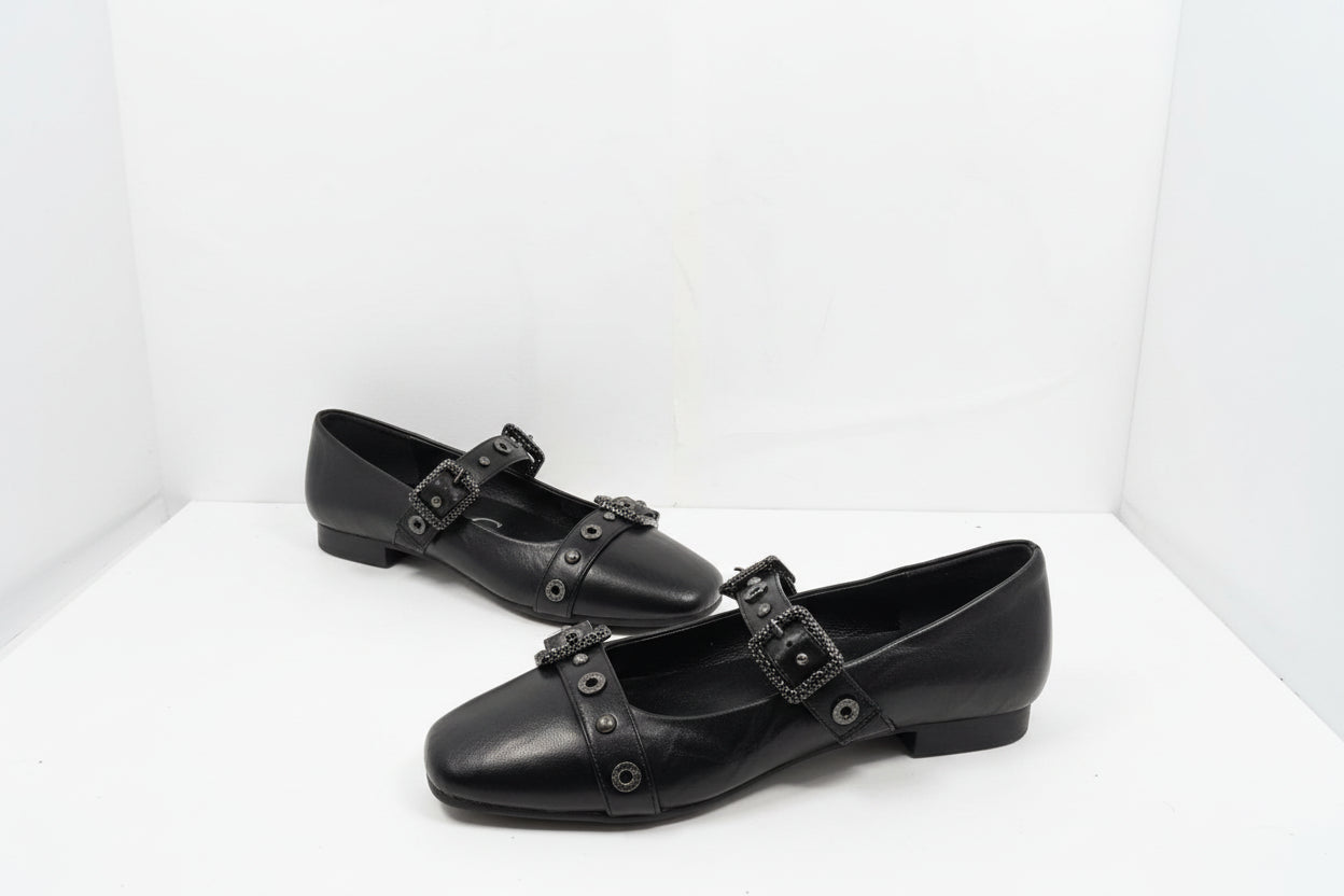 Ballerine Mary Jane Nere con Dettagli Gioiello - Campione Taglia 37