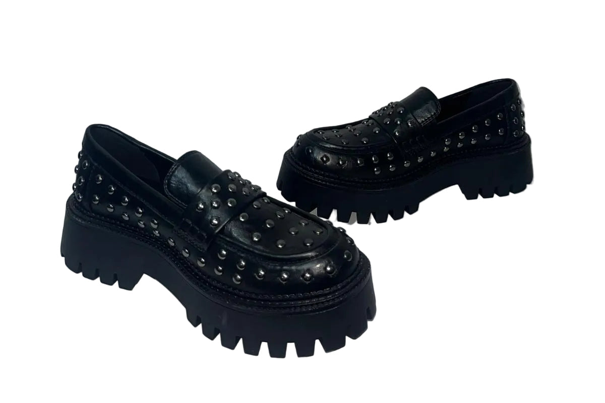 Mocassini Chunky Neri con Borchie - Campione Taglia 37
