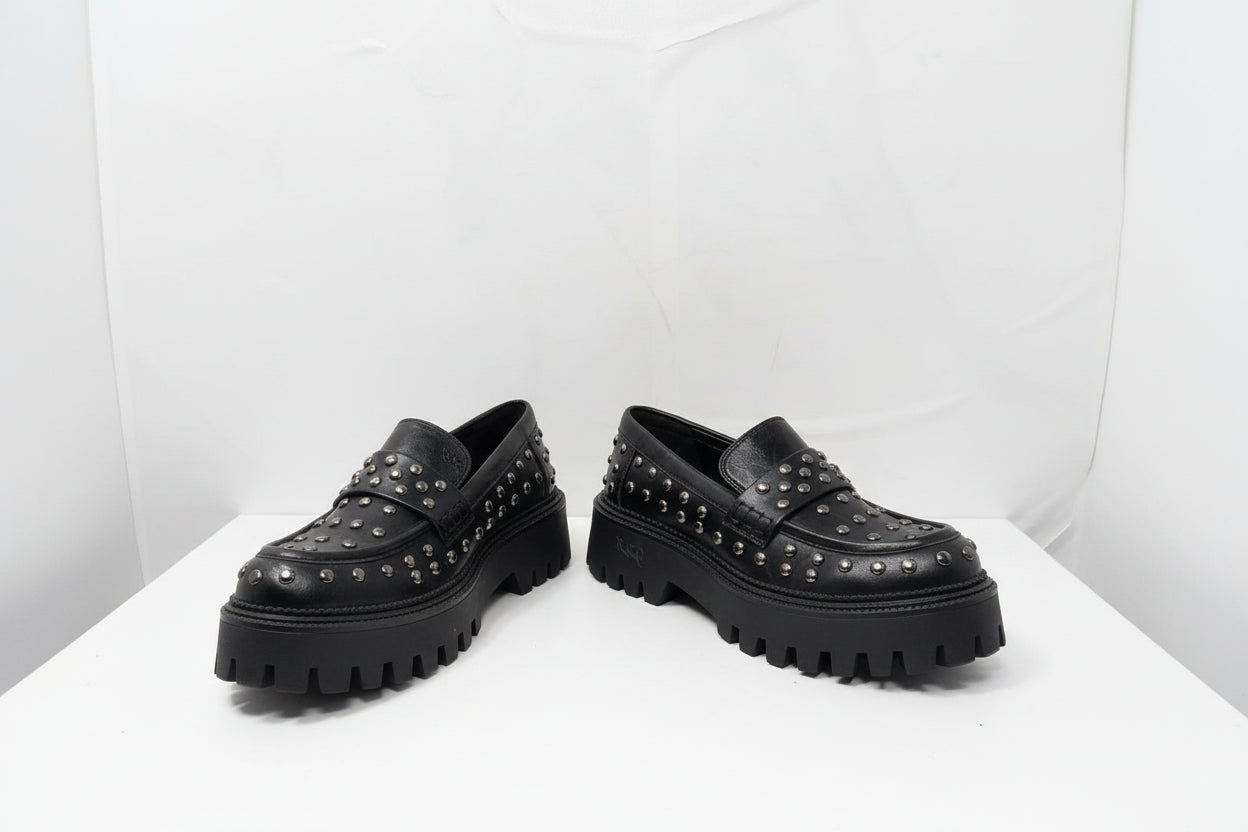 Mocassini Chunky Neri con Borchie - Campione Taglia 37