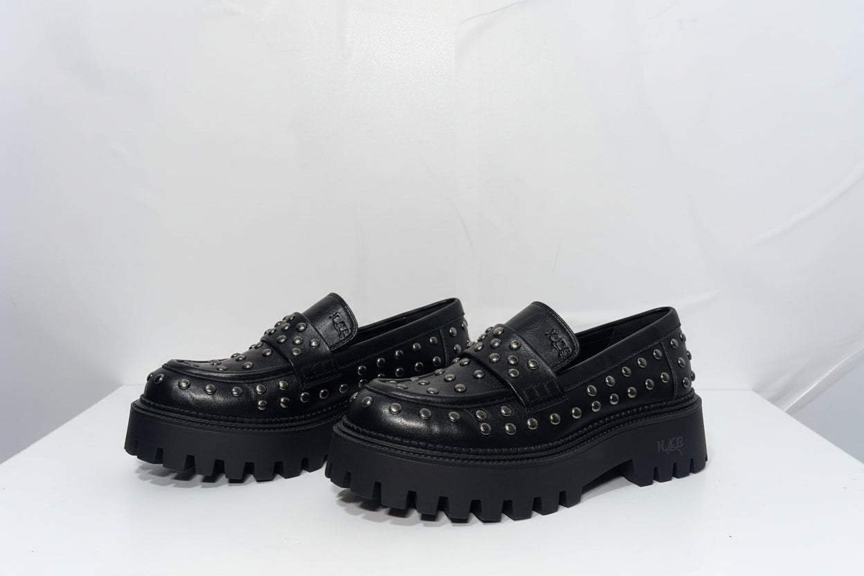 Mocassini Chunky Neri con Borchie - Campione Taglia 37