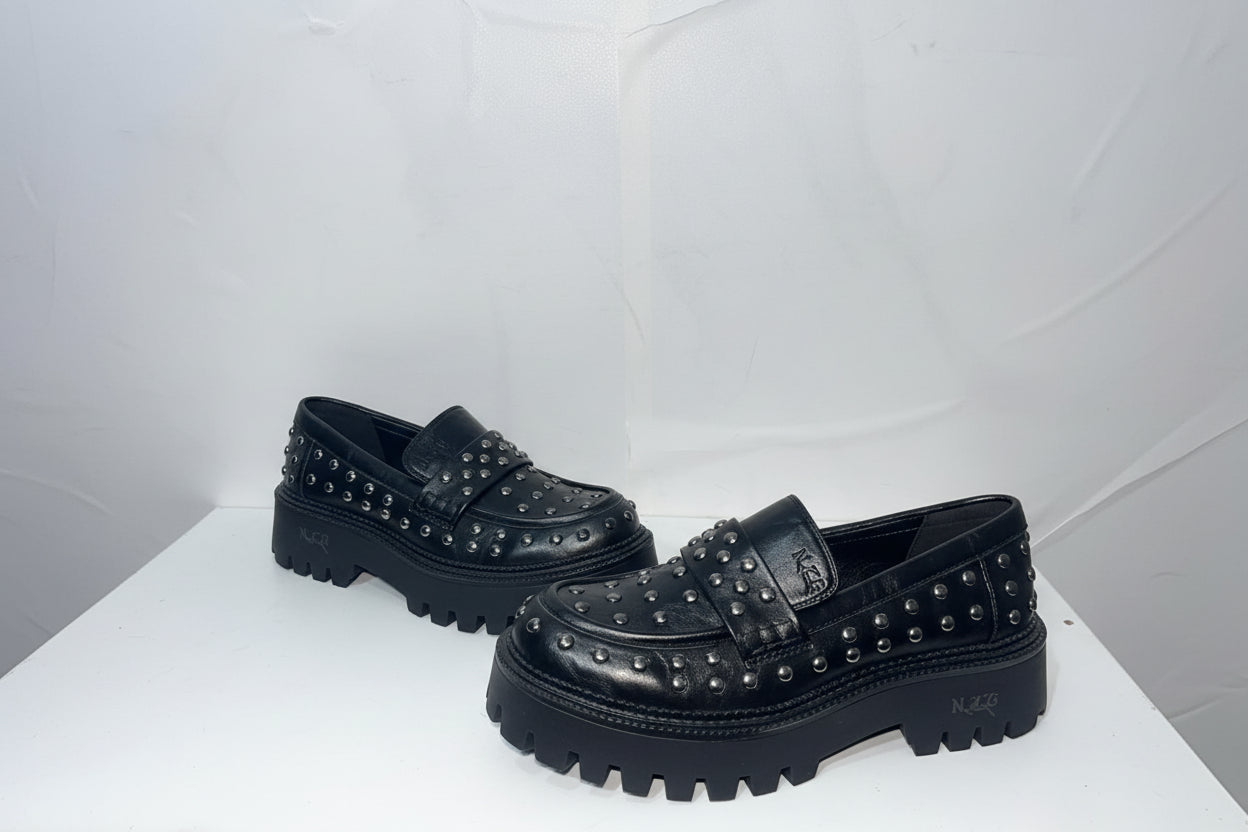 Mocassini Chunky Neri con Borchie - Campione Taglia 37