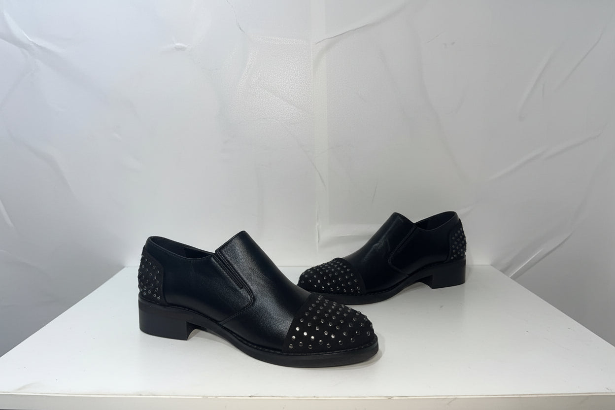 Francesine Nere con Borchie e Zip - Campione Taglia 37