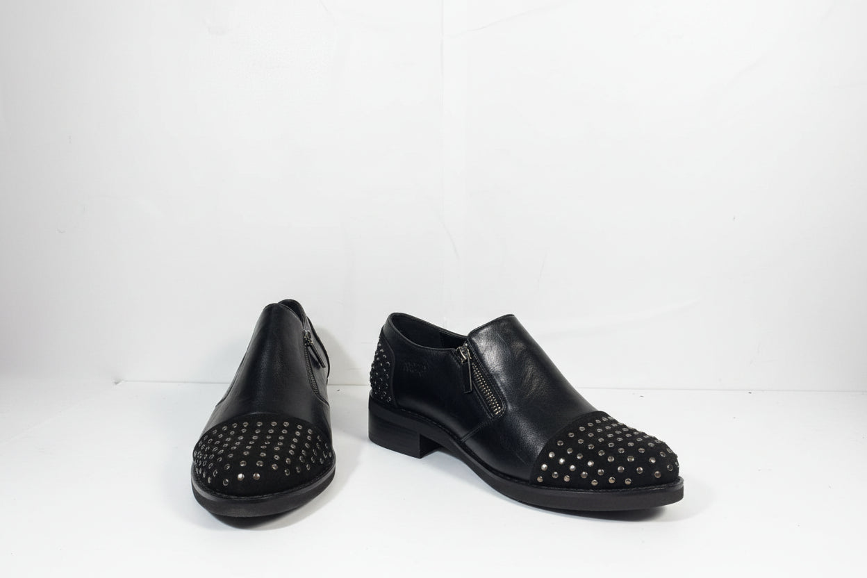 Francesine Nere con Borchie e Zip - Campione Taglia 37