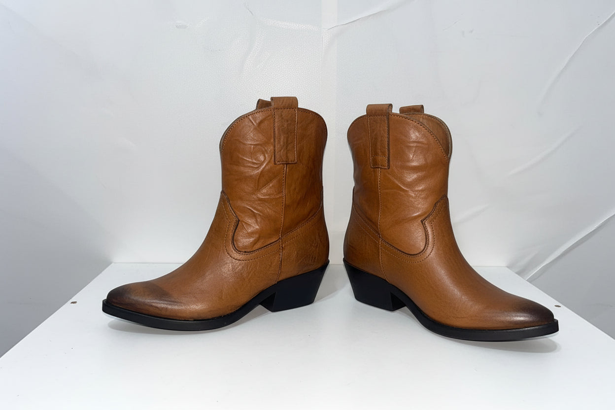 Stivaletti Texani Cuoio in Pelle - Campione Taglia 37