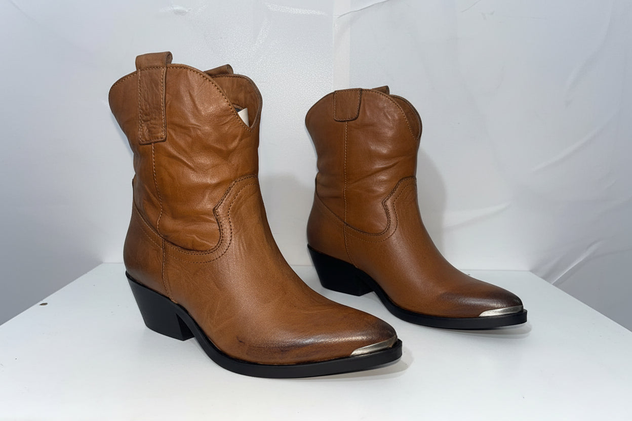 Stivaletti Texani Cuoio in Pelle - Campione Taglia 37