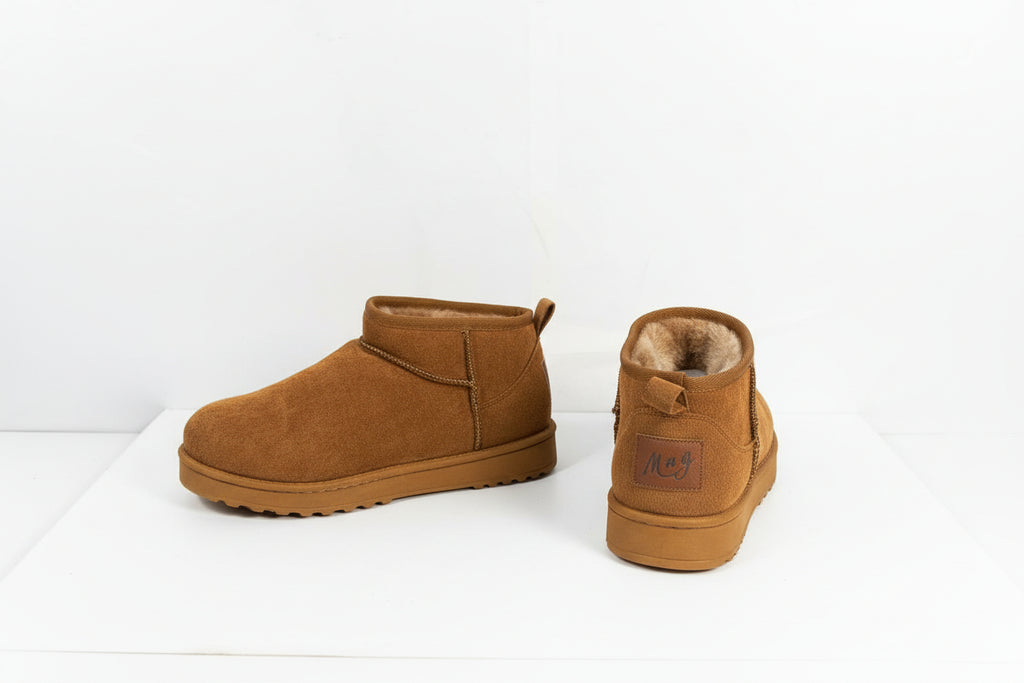 Stivaletti Bassi in Camoscio Cammello con Dettaglio Elastico