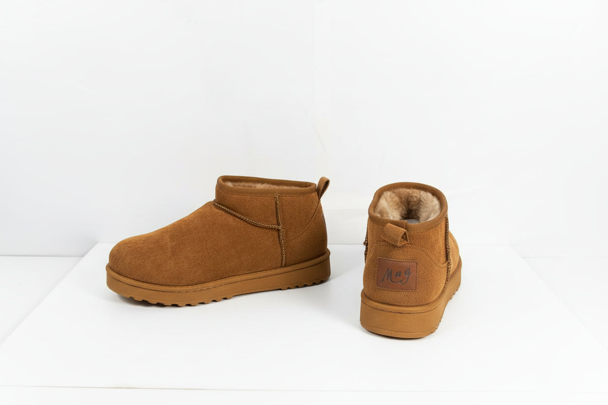 Stivaletti Bassi in Camoscio Cammello con Dettaglio Elastico