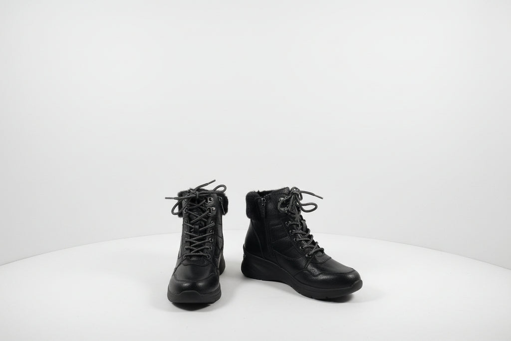 Stivaletti Donna Neri con Pelliccia - Scarpe Invernali Platform Imbottite