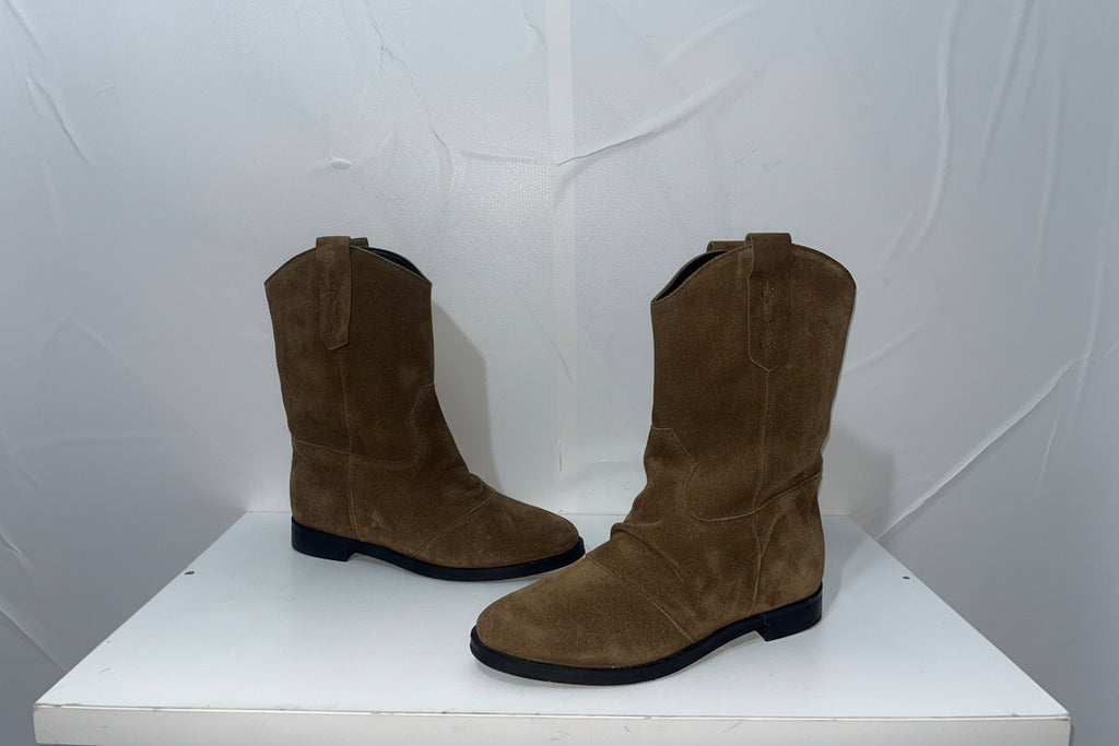 Stivali Texani Donna Marroni in Camoscio - Camperos Western Style