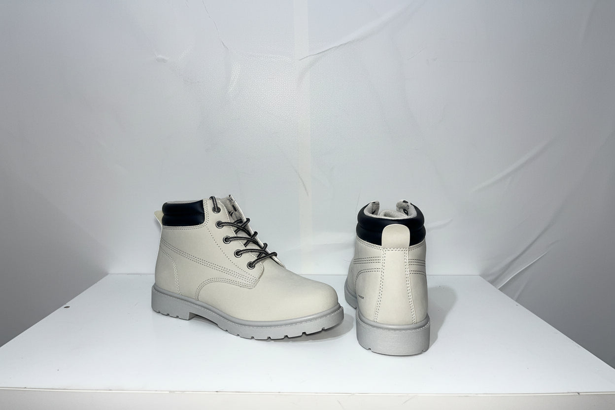 Anfibi Donna Bianchi con Dettagli Neri - Stivaletti Combat Boots Bicolor